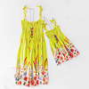 Mama und ich Hellgelb Rote Sommer Boho Lässig / Alltäglich Druck Blumen Ärmellos Knielang Kleider Lightinthebox