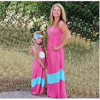Mama und ich Kleid Farbblock Patchwork Schwarz Rote Ärmellos Maxi Grundlegend Passende Outfits / Sommer Lightinthebox
