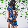 Mama und ich Kleid Grafik Druck Blau Ärmellos Maxi Passende Outfits Lightinthebox