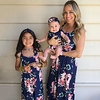 Mama und ich Kleider Baumwolle Blumen Druck Staubiges Blau Ärmellos Maxi Süß Passende Outfits Lightinthebox