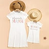 Mama und ich Kleider Blumen Buchstabe Normal Bedruckt Weiß Kurzarm Knielang Alltag Passende Outfits Lightinthebox