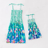 Mama und ich Kleider Blumen Druck Blau Ärmellos Knielang Boho Passende Outfits / Lässig / Alltäglich Lightinthebox