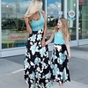Mama und ich Kleider Blumen Grafik Farbblock Täglich Patchwork Rote Leicht Blau Kurzarm Maxi T Shirt Kleid bezaubernd Passende Outfits Lightinthebox