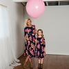 Mama und ich Kleider Blumen Grafik Sport Natur Bedruckt Staubiges Blau Langarm Midi Aktiv Passende Outfits / Herbst / Frühling / Alltag Lightinthebox