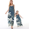Mama und ich Kleider Blumen Normal Rückenfrei Blau Ärmellos Maxi Trägerkleid Aktiv Passende Outfits Lightinthebox