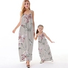 Mama und ich Kleider Blumen Normal Rückenfrei Grau Ärmellos Maxi Trägerkleid Aktiv Passende Outfits Lightinthebox