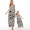 Mama und ich Kleider Blumen Normal Rückenfrei Grau Ärmellos Maxi Trägerkleid Aktiv Passende Outfits Lightinthebox