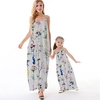 Mama und ich Kleider Blumen Normal Rückenfrei Grau Ärmellos Maxi Trägerkleid Aktiv Passende Outfits Lightinthebox