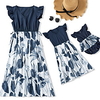 Mama und ich Kleider Blumen Pflanze Druck Staubiges Blau Ärmellos Alltag Passende Outfits Lightinthebox