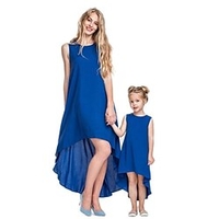 Mama und ich Kleider Volltonfarbe Sport Natur Schwarz Ärmellos Asymmetrisch Aktiv Passende Outfits / Frühling / Sommer / Alltag Lightinthebox