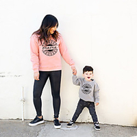 Mama und ich Oberteile Blumen Bühnenlicht vielfarbig Buchstabe Druck Rosa Grau Alltag Passende Outfits Lightinthebox