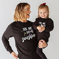 Mama und ich Oberteile Regenbogen Stern Buchstabe Druck Schwarz Alltag Passende Outfits Lightinthebox