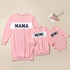 Mama und ich Rosa Frühling Herbst Buchstabe Langarm Übers Knie Kleider Lightinthebox