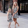 Mama und ich Schwarz Sommer Grundlegend Druck Einfarbig Leopard Ärmellos Übers Knie Kleid Lightinthebox