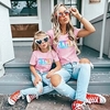 Mama und ich T-Shirt Oberteile Buchstabe Normal Bedruckt Rosa Kurzarm Alltag Passende Outfits Lightinthebox