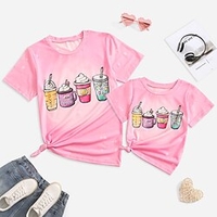 Mama und ich T-Shirt Oberteile Grafik Normal Bedruckt Rosa Kurzarm bezaubernd Passende Outfits / Sommer Lightinthebox