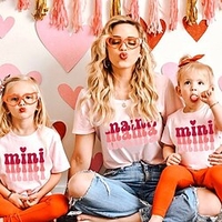 Mama und ich T-Shirt Oberteile Herz Buchstabe Normal Bedruckt Rosa Kurzarm Täglich Passende Outfits Lightinthebox