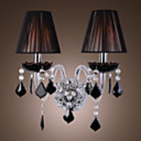 MAMARONECK - Wandlampe aus Kristall Textil-Lampenschirm mit 2 Glühbirnen