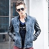Man Pu Denim Stitching Coat
