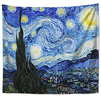 Mandala Bohemian Wandteppich Kunst Dekor Decke Vorhang Picknick Tischdecke hängen zu Hause Schlafzimmer Wohnzimmer Wohnheim Dekoration Boho Hippie Polyester Magie van Gogh Sternenhimmel Ölgemälde Lightinthebox