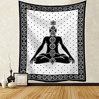 Mandala Bohemian Wandteppich Kunst Dekor Decke Vorhang Picknick Tischdecke hängen zu Hause Schlafzimmer Wohnzimmer Wohnheim Dekoration Boho Hippie Polyester schwarz Mandala Buddha Lightinthebox