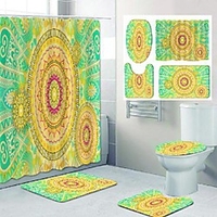 Mandala Musterdruck Bad Duschvorhang Freizeit Toilette vierteiliges Design