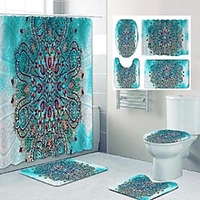 Mandala Musterdruck Bad Duschvorhang Freizeit Toilette vierteiliges Design