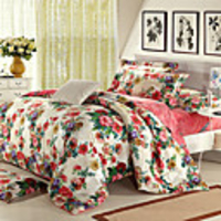 Mankedun Blumenmuster frischer Art reiner Baumwolle 4 Stück Set Bettwäsche