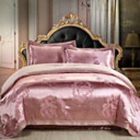 Mankedun Fantasie Blumendruck Extra Large Jacquard-Seide Floss 4 Stück Set Bettwäsche