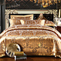 Mankedun Goldene Seide Baumwolle 4 Stück Set Bettwäsche