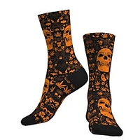 Mannschaftssocken Kompressionssocken Wadensocken Sportsocken Radsocken Damen Herren Fahhrad / Radsport Leicht Atmungsaktiv Anatomisches Design 1 Paar Grafik Totenkopf Motiv Baumwolle Orange S M L Lightinthebox