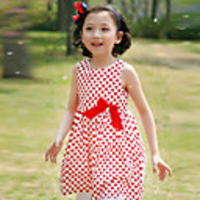Mkerr Sommer Cotton Red Dots Weste-Kleid