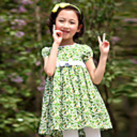 Mkerr Sommer-Korea-Blumenkleid Set (Grün)