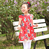 Mkerr Sommer koreanischen Lace Floral lose Kleid (rot)