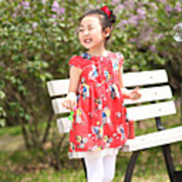 Mkerr Sommer koreanischen Lace Floral lose Kleid (rot)