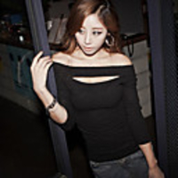 Mler-Boot-Ausschnitt Wilde Bottoming T-Shirt (schwarz)