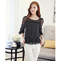 Mler Dots Lace Chiffon lose Shirt (schwarz)