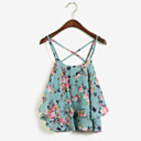 Mler Falbala Floral Chiffon-Hemd (blau)