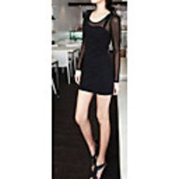 Mler Mesh-lange Hülsen-Spitze,  die Hemd (Schwarz)