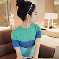 Mler Nahtfarbe Kurze T-Shirt (Grün)