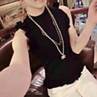 Mler Revers Ärmelloses,  figurbetontes Shirt (schwarz)