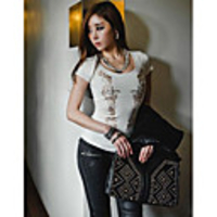 Mler Rundhals Blumendrucken-T-Shirt (weiß)