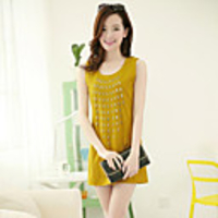 Mlgs Damen Stretch-Veloursleder-Weste-Kleid (Gelb)