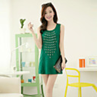 Mlgs Damen Stretch-Veloursleder-Weste-Kleid (Grün)