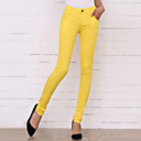 Mlgs Fashion Elegante Süßigkeit-Farben Bodycon Thin Bleistift Hose (Gelb)