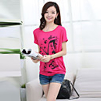 Mlgs Fashion Schmetterlings-Drucken Strass Chiffon-T-Shirt (Fuchsia)