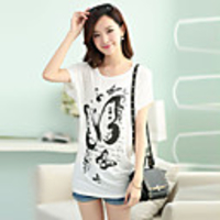 Mlgs Fashion Schmetterlings-Drucken Strass Chiffon-T-Shirt (weiß)