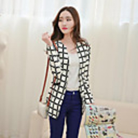 Mlgs Frauen Bodycon Big White Plaids Beliebte Anzug (weiß)