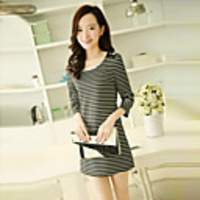 Mlgs Frische White Stripes Abzeichen Kleid (Schwarz)