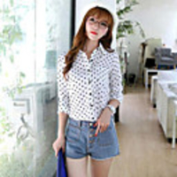 Mlgs Klassische Mode Pastoral Black Dot Langarm-Shirt (weiß)